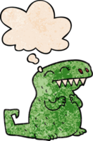 cartoon dinosaur and thought bubble in grunge texture pattern style png