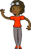 cartoon pilot woman waving png