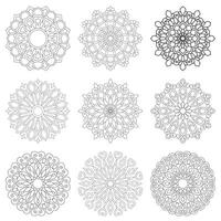 9 Set Simple Mandala For Coloring book Design vector