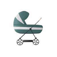 Vector baby stroller on white background.