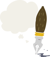cartoon pen and thought bubble in retro style png