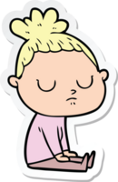 sticker of a cartoon calm woman png