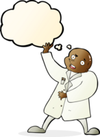 cartoon mad scientist with thought bubble png