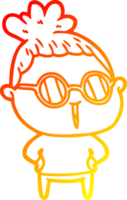ligne de gradient chaud dessin dessin animé femme portant des lunettes png