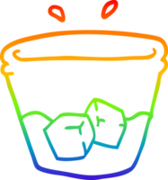 rainbow gradient line drawing cartoon drink in glass tumbler png