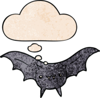 cartoon bat and thought bubble in grunge texture pattern style png