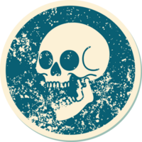 distressed sticker tattoo style icon of a skull png