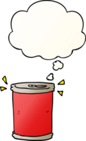 cartoon soda can and thought bubble in smooth gradient style png