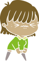 annoyed flat color style cartoon girl png