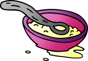 gradient cartoon doodle of a cereal bowl png