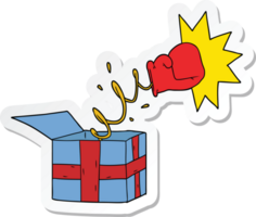 sticker van een truc cadeau met bokshandschoen png