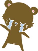 crying flat color style cartoon bear png