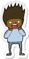 sticker of a cartoon man panicking png