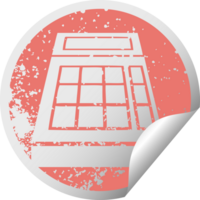 distressed circular peeling sticker symbol school calculator png