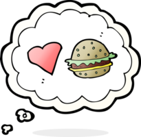 Cartoon-Hamburger mit Gedankenblase png