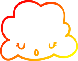 warm gradient line drawing cute cartoon cloud png