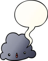 cartoon cloud and speech bubble in smooth gradient style png