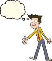 cartoon stressed man with thought bubble png