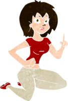 caricatura, sentado, mujer, con, idea png