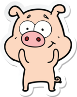 sticker of a happy cartoon pig png