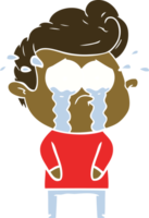 flat color style cartoon crying man png