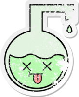 distressed sticker of a cute cartoon science experiment png