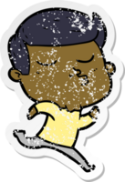 distressed sticker of a cartoon model guy pouting png