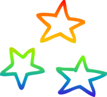 rainbow gradient line drawing cartoon of three stars png