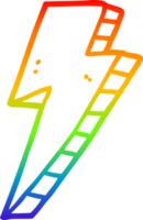 rainbow gradient line drawing cartoon lightning bolt png