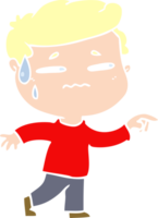 flat color style cartoon anxious man pointing png