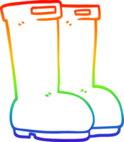 dibujo de línea de degradado de arco iris botas de agua de dibujos animados png