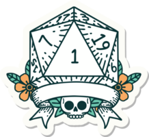 natural one d20 dice roll sticker png