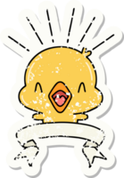 grunge sticker of tattoo style singing chick png