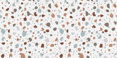 Terrazzo seamless pattern in pastel neutral colors. Random colorful small rocks on beige background. Realistic texture of classic italian flooring. Trendy design for print, fabric, textile, packaging vector