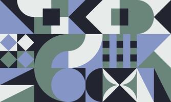 Abstract geometric mural background in Bauhaus style. Trendy vector pattern design in Scandinavian style. Artwork in purple, green, beige and black colors