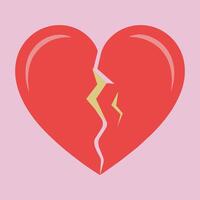 Two parts of broken heart. Heartbreak symbol. Simple flat vector style clip art illustration