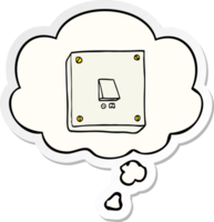 cartoon light switch and thought bubble as a printed sticker png