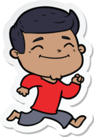 sticker of a happy cartoon man running png