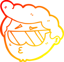 warm gradient line drawing cartoon boy wearing sunglasses png