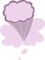 nube decorativa de dibujos animados y burbuja de pensamiento en estilo retro png