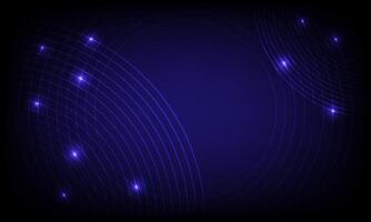 Science, technology, sound wave, and digital communication concepts. Circle lines and lights patterns on a black background. vector