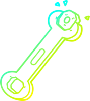 cold gradient line drawing cartoon spanner turning nut png