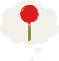 cartoon lollipop and thought bubble in retro style png