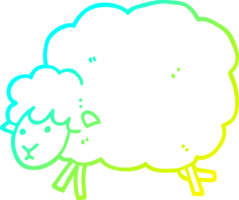 cold gradient line drawing of a cartoon sheep png