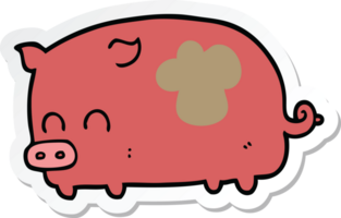 sticker of a cute cartoon pig png