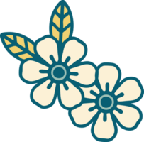 tattoo style icon of flowers png