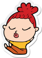 sticker of a cartoon calm woman png