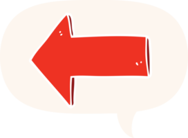 cartoon arrow with speech bubble in retro style png