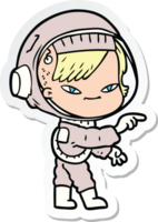 sticker van een cartoon-astronautvrouw png