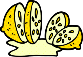 cartoon doodle sliced lemon png